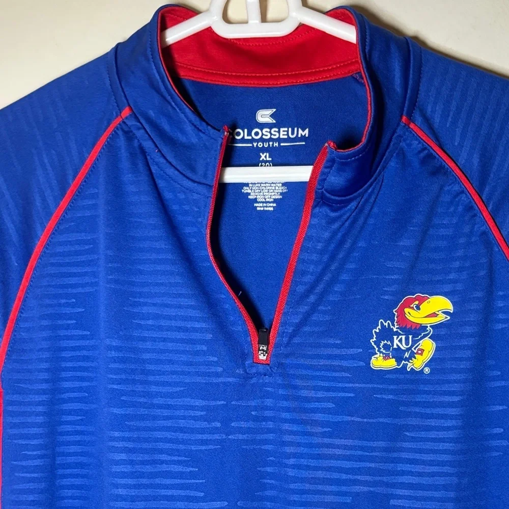 Colosseum Blue and Red Kansas Jayhawks 1/4 Zip Pullover